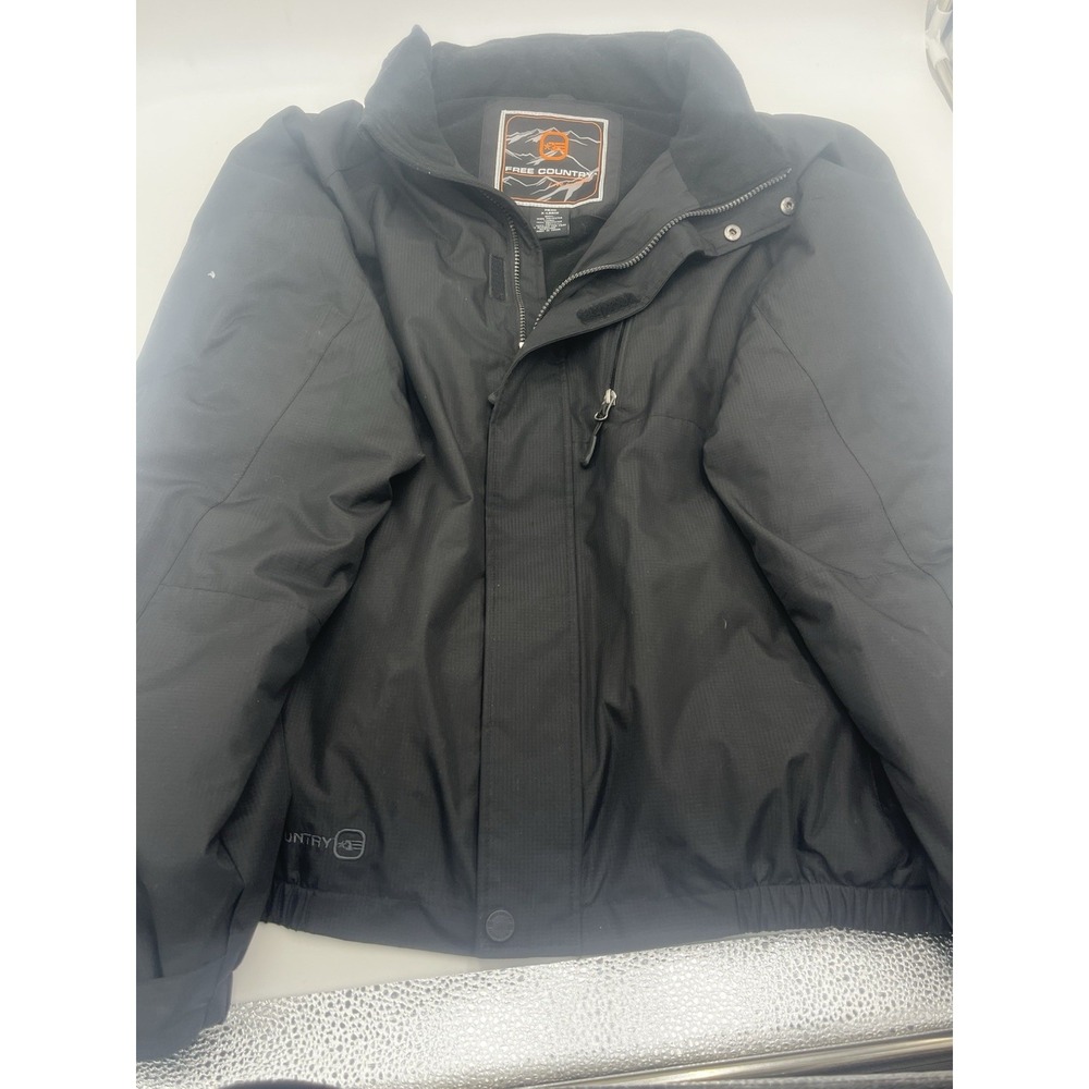Free Country Mens XL Black Insulated Jacket Fleece Lined Zip Front